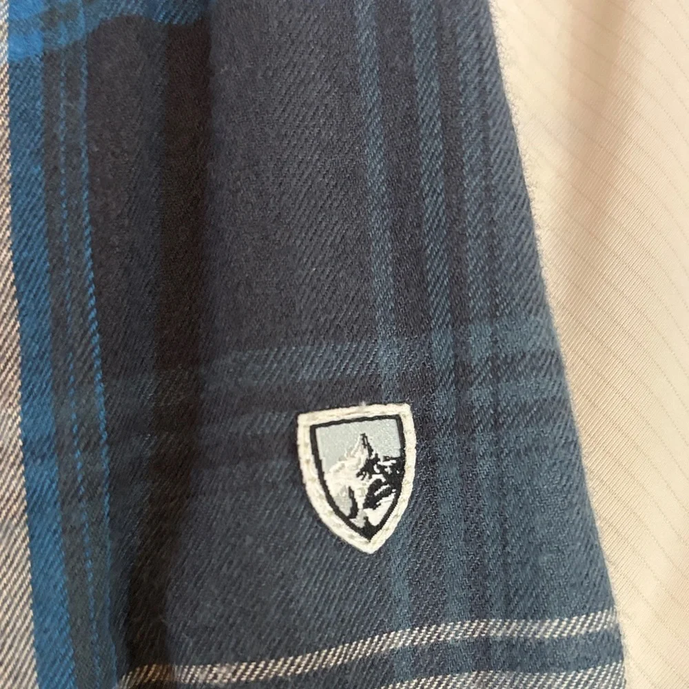 Kuhl Navy and White Plaid Button Down Shirt - Picture 3 of 3